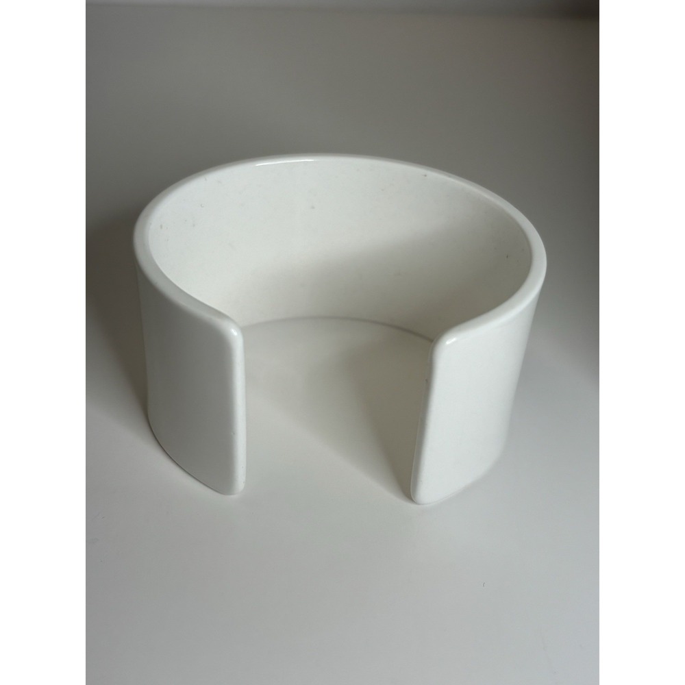 Vintage White Acrylic Wide Cuff Bracelet Mod Minimalist Statement 1.5 Inch